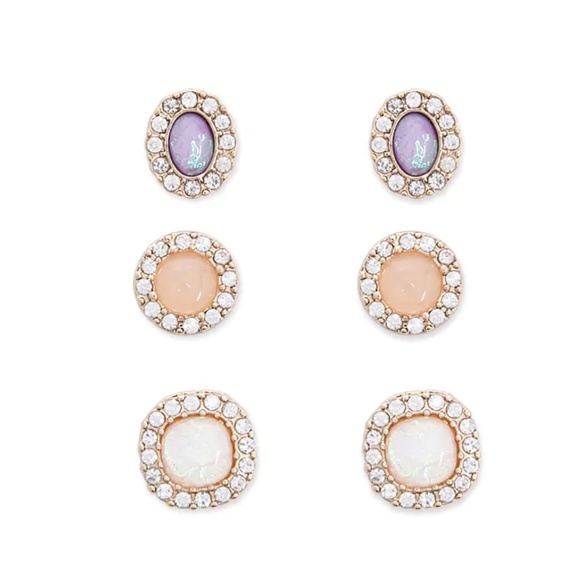 BRAND NEW Rhinestone Faux Gem Stud Earring Set - Picture 1 of 2